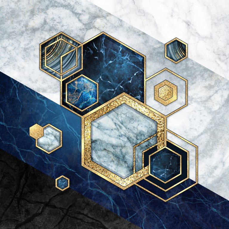 Abstract,Geometric,Background,,Hexagonal,Shapes.,Modern,Marble,Mosaic,Inlay,,Art